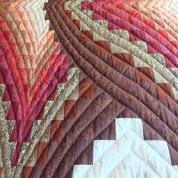 Custom Triple Bargello Diamond Quilt, Brown & Red Patchwork Quilt, Hand Stitched Amish Style Queen-Cal King Bedspread, Holiday Gifts - thumbnail 4