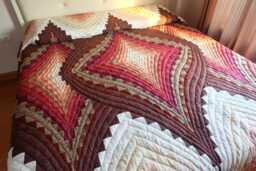 Custom Triple Bargello Diamond Quilt, Brown & Red Patchwork Quilt, Hand Stitched Amish Style Queen-Cal King Bedspread, Holiday Gifts