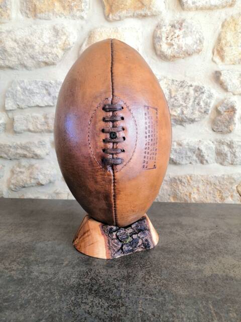 Vintage Leather Rugby Ball With Honey Wax - Vegetable Tanning Personalization Included - image 1