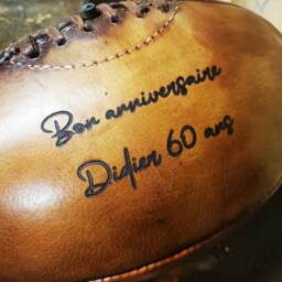 Vintage Leather Rugby Ball With Honey Wax - Vegetable Tanning Personalization Included - thumbnail 2
