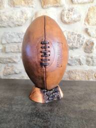 Vintage Leather Rugby Ball With Honey Wax - Vegetable Tanning Personalization Included - thumbnail 1