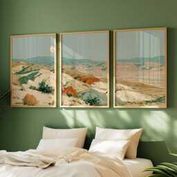 Sage Desert Poster Set, Terracotta Mountain Landscape Wall Art - thumbnail 2