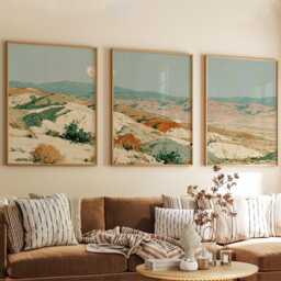 Sage Desert Poster Set, Terracotta Mountain Landscape Wall Art - thumbnail 4