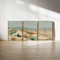 Sage Desert Poster Set, Terracotta Mountain Landscape Wall Art - thumbnail 3