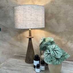 Mango Wood Table Lamp With Linen Shade - thumbnail 3