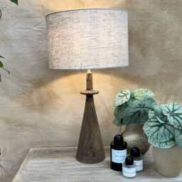 Mango Wood Table Lamp With Linen Shade - thumbnail 2