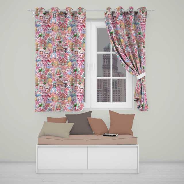 Cute Christmas Gingerbread Candy Soft Cream Seamless Pattern Readymade Eyelet Ring Top Thermal 100% Blackout Curtains - image 1