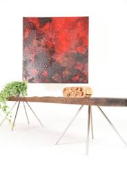 Rustic Console Table Midcentury/Tv Stand in Antique Wood - thumbnail 1