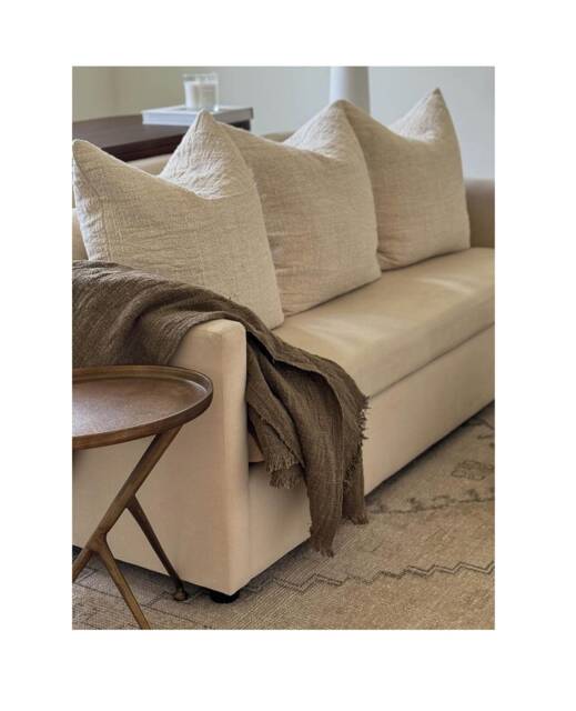 Handwoven Raw Cotton Throw Pillow Cover Set, Minimalist Decor - 20x20 - image 1