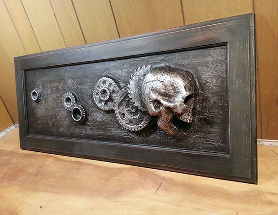 Gearhead Relic - Karbon Kast Skull & Gears Wall Sculpture - image 1