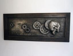 Gearhead Relic - Karbon Kast Skull & Gears Wall Sculpture - thumbnail 4