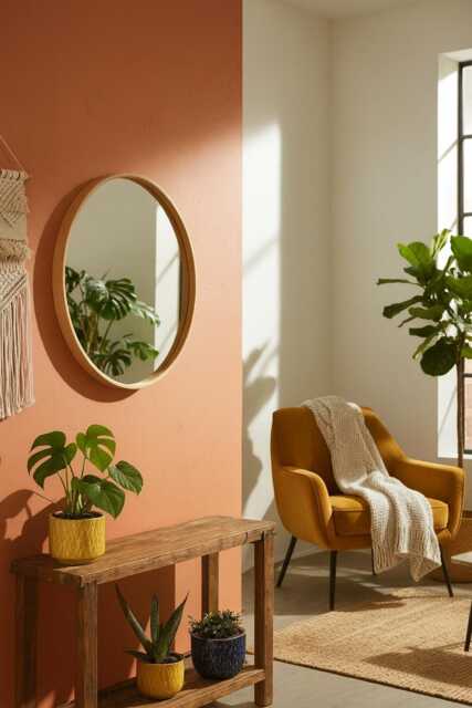 Round Oak Wood Wall Mirror, Modern Hallway & Bathroom Mirror - image 1