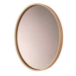 Round Oak Wood Wall Mirror, Modern Hallway & Bathroom Mirror - thumbnail 4