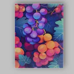 Vibrant Purple Grape Cluster Botanical Illustration Canvas Wall Art Print Decor Picture Ready To Hang - thumbnail 1