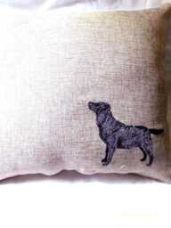 Black Labrador Retriever Embroidered Pillow, Pillows With Dogs - thumbnail 1