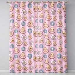 Kawaii Chick Sitting On Donut With Flowers Seamless Pattern Blush Background Readymade Eyelet Ring Top Thermal 100% Blackout Curtains - thumbnail 2