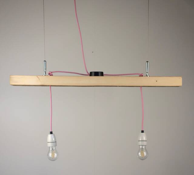 Hanging Lamp Made Of Old Wooden Plank - image 1