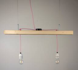 Hanging Lamp Made Of Old Wooden Plank