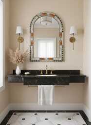 Arch Wall Mirror - Handmade Decorative Vanity Cow Bone Inlay - thumbnail 1