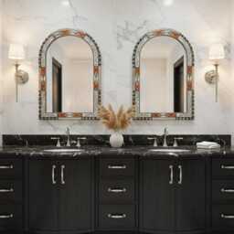Arch Wall Mirror - Handmade Decorative Vanity Cow Bone Inlay - thumbnail 3