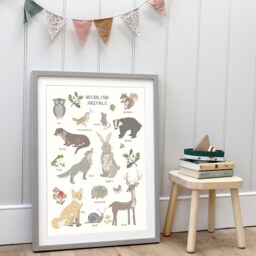 Floral Edition Woodland Animals Print - Theme Bedroom Animal Poster Children's Prints Wall Art Liberty - thumbnail 2