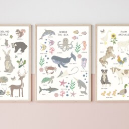 Floral Edition Woodland Animals Print - Theme Bedroom Animal Poster Children's Prints Wall Art Liberty - thumbnail 3