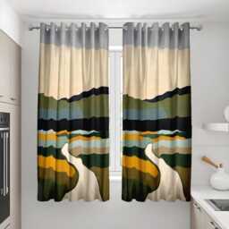 Modern Landscape Curtains, Earthy Mountain View Drapes, Custom Size Window Panels With Scenic Nature Path For Living Room Or Bedroom - thumbnail 2