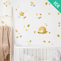 Hedgehog & Magic Forest Animals Wall Decal Theme Pack, Plastic-Free Wall Stickers - thumbnail 1
