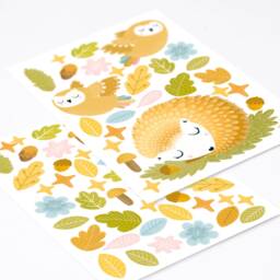 Hedgehog & Magic Forest Animals Wall Decal Theme Pack, Plastic-Free Wall Stickers - thumbnail 3