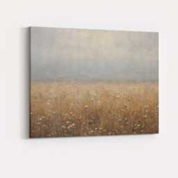 Soft Neutral Wildflower Meadow Abstract Landscape Canvas Wall Art Print Decor Picture Ready To Hang - thumbnail 4