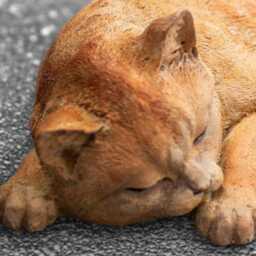 Sleeping Cat Statue Concrete Kitten Sculpture Cement Kitty Figurine Laying Decoration Memorial Ornament Front Door Art Lover Gift - thumbnail 2