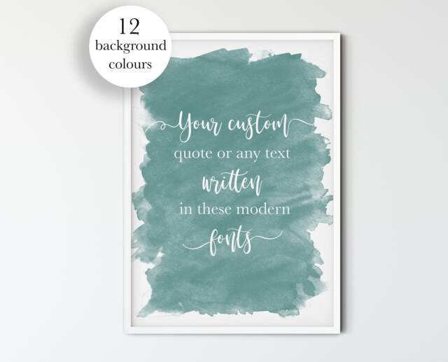 Custom Quote Print, Modern Watercolour Text - Poem Song Lyrics Wall Art Sign, Personalised Gift - image 1