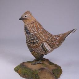 6 Inch Ruffed Grouse Carved Wooden Bird - thumbnail 2