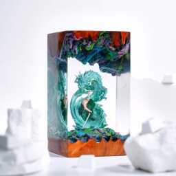 Z.or.o Dragon Lamp, Diorama Wood Resin Lamp, G5 Inspired, Gift For Kid, Gift For Him, Otaku - thumbnail 1