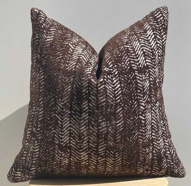 Brown Textured Pillow Cover, Cotton Wool Blend, Fall Home Decor - image 1