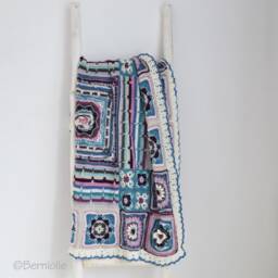 Soft Acryl Rochet Blanket, Throw, Home Decor, Pastel Colors, Spring Retro Lapghan Motifs, R643 - thumbnail 3