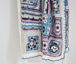 Soft Acryl Rochet Blanket, Throw, Home Decor, Pastel Colors, Spring Retro Lapghan Motifs, R643 - thumbnail 1