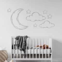 Moon & Stars Nursery Wall Decal Sky Clouds Decor 4370 - thumbnail 2