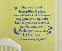 May You Touch Dragonflies & Stars Dance Girl Room Kid Baby Nursery Wall Decal Art Mural Vinyl Lettering Quote Sticker Decoration Decor B19 - thumbnail 1