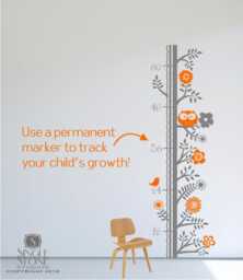 Nursery Growth Chart Wall Decal Woodland Animals - Vinyl Art Custom Home Decor