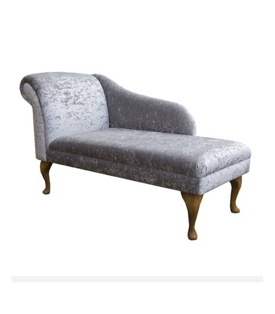 Handmade Silver Crushed Velvet Chaise Longue - image 1