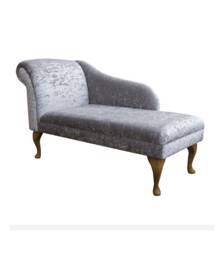 Handmade Silver Crushed Velvet Chaise Longue - thumbnail 1