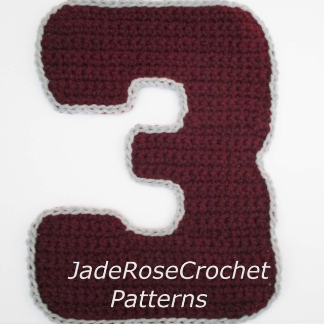 Number 3 Pillow Crochet Pattern, Applique, 3D Accent Pillows, in 5 Sizes - image 1