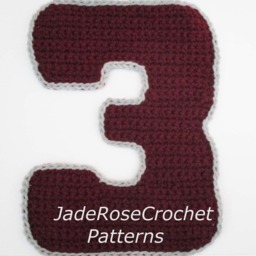 Number 3 Pillow Crochet Pattern, Applique, 3D Accent Pillows, in 5 Sizes - thumbnail 1