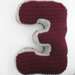 Number 3 Pillow Crochet Pattern, Applique, 3D Accent Pillows, in 5 Sizes - thumbnail 2