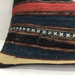 Vintage Turkish Kilim Pillow Cover, Ethnic Lumbar Cushion, 16x24 - thumbnail 3