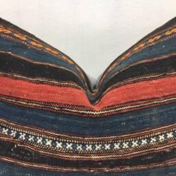 Vintage Turkish Kilim Pillow Cover, Ethnic Lumbar Cushion, 16x24 - thumbnail 2