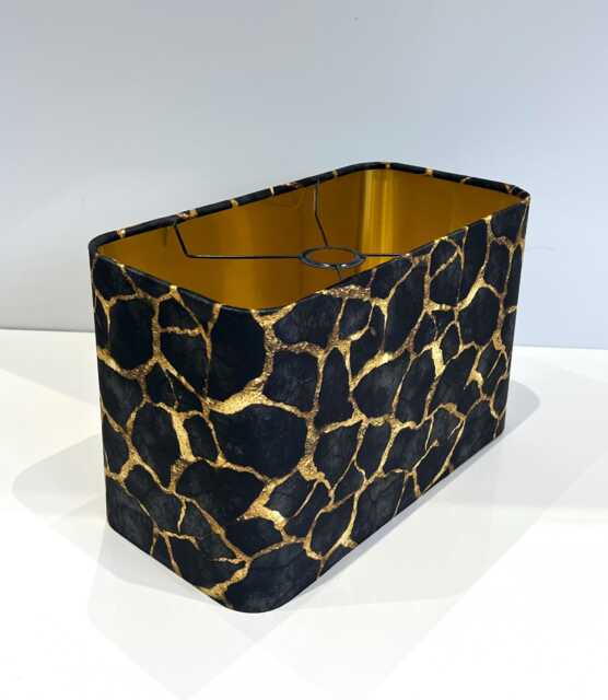 Handmade By Order Luxury Black Gold Lava Abstract Marble Geometric Pattern Rectangular Shape Lamp Shade Pendant All Shapes Sizes Avail - image 1