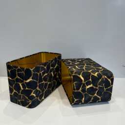 Handmade By Order Luxury Black Gold Lava Abstract Marble Geometric Pattern Rectangular Shape Lamp Shade Pendant All Shapes Sizes Avail - thumbnail 3