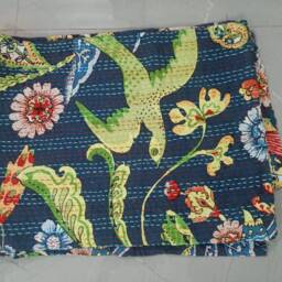 Block Print Quilt Indian Handmade Kantha Quilt Bedspread Perfect Bed Matching Bedcover Size Queen - thumbnail 2